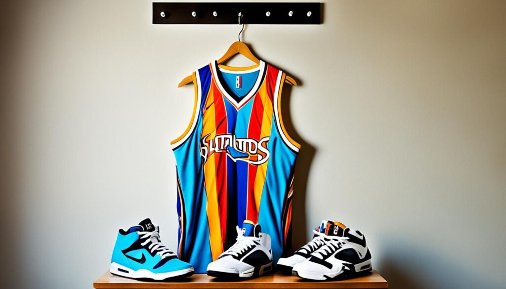 sneakers with basketball jersey