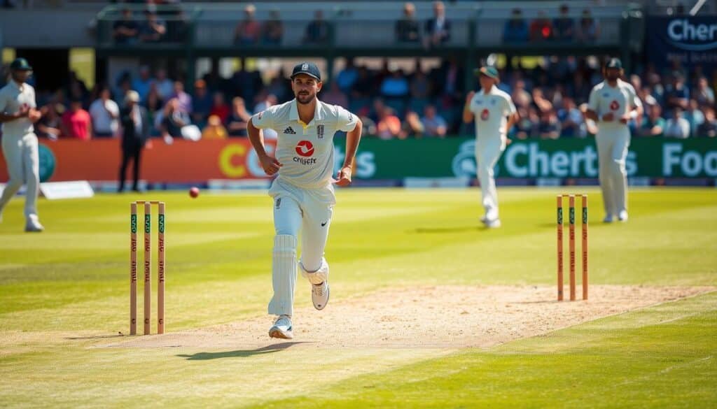 Cricket player running between wickets